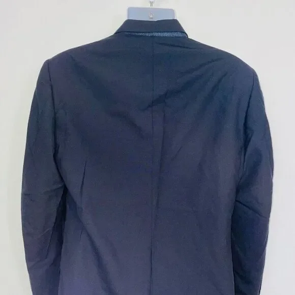 Versini Mens 38L Blazer Black Sports Coat Pockets Wool - Picture 7 of 12